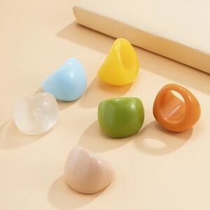 Colorful Chunky Resin Rings Set